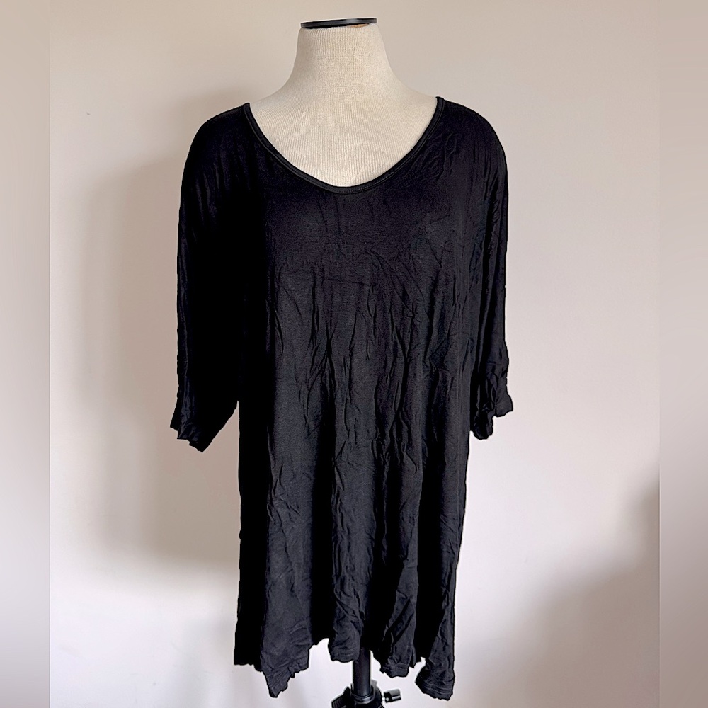 ALLEGRACE Black Open Shoulder Top 3/4 Sleeve Blouse 2X XXL NEW WITH TAGS